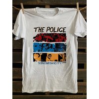 Hip Pop Y2K T Shirts THE POLICE Retro Graphic Print T-Shirt Short Sleeve Crew Neck Casual Top Vibrant Color Block Design Machine