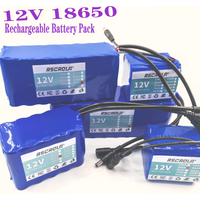 12V 18650 Rechargeable Lithium Battery Pack with BMS, 3S Li-ion Battery with Charger, Long Cycle for Solar LED Light RC Model
