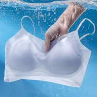 3PCS Ultra-Thin Breathable Ice Silk Top Bras Women's Bustier Underwear Seamless Back Halter Vest Wrap Wireless Bras Solid Color