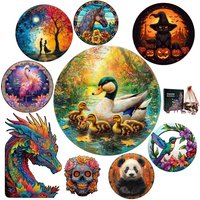 Lovely Duckling Wooden Animal Jigsaw Puzzles Fantasy Creatures for Decoration Unique Art Puzzle Decompression Toy for Adult Kids