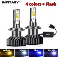 Infitary 4 Colors And Flash LED Car Headlights Auto H7 H4 H1 H3 H8 H9 H11 9005 9006 Flashing 3000K 6500K 10000K Fog Lights Lamps