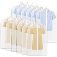 Zestaw 12 przezroczystych, plastikowych pokrowców na ubrania, chroniących przed kurzem, do zawieszania – idealne do przechowywania w domu, ekspozycji w sklepach odzieżowych oraz do pakowania w