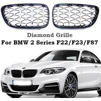 Chrome Silver Black Diamond Grill Performance Radiator Kidney Grille For BMW 2 Series F22 F23 F87 218i 220i 228 2014-2020 Year