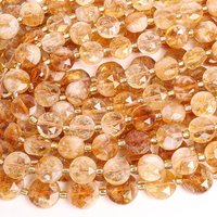 CITRINE BEADS YELLOW NATURAL STONE 8MM 10MM FACETED COIN LOOSE BEAD FOR DIY JEWELRY MAKING BRACELET HANDMADE FESTIVAL GIFT DIY