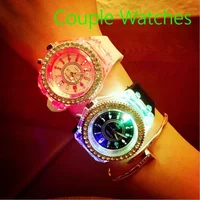 Luminous Fashion Colorful LED Glowing Watches For Men And Women Student Watches Fluorescent Quartz Watches
