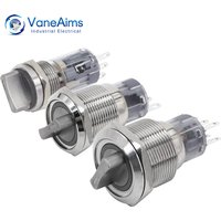 16/19/22MM Rotary Switch Knob 2/3 position Momentary Latching Waterproof Metal Selector Light Electric Switches On Off 12V 220V
