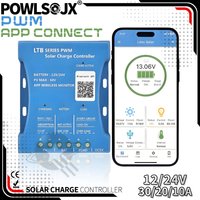 Powlsojx Bluetooth Solar Panel Charge Controller 12V/24V Auto 10A 20A 30A PWM Regulator Dual USB for RV Off-Grid System APP