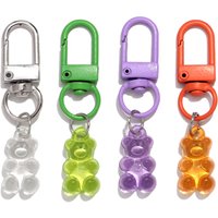 5Pcs Cute Y2K Resin Bear Keychain Key Ring Pendant for Car Key Holder Women Girls Handbag Decor DIY Jewelry Gift
