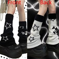 Punk women Leg Socks Gothic Skull Star Halloween Accessories Leg Warmers Knitted Socks Y2K Hot Girl Women JK Thigh High Socks