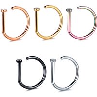 Fake D Shape Nose Ring Hoop Clip On Non Piercing Stainless Steel Septum Nose Ring Unisex Punk Body Jewelry