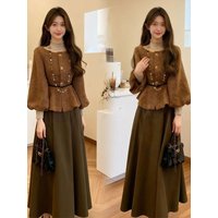Retro Elegant Spring Collection Small Audience Beauty Reed Women's Fashion Set Half-Skirt Outerwear Top Two-Piece Set