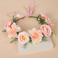 Floral Hair Wreath Flower Headband With Ribbon For Party Photos Women's Delicate Hair Accessories Girls Photography Hair Props