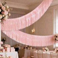 Pink Iridescent Fringe Tassel Garland Backdrop Streamer for Wedding Bachelorette Birthday Party Ceiling Decorations
