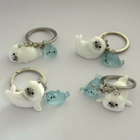 3D Luminous Sea Lion Glow Keychain Key Ring Cute Animal Key Chain Key Holder Creative Marine Animals Jewelry Accessories Gift