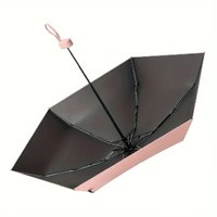 Lightweight UV-resistant Sixfold 1pc Mini Umbrella with Capsule Case Shoulder Strap Multiple Colors for Daily Travel