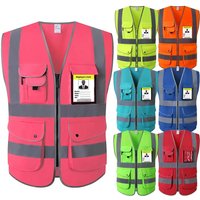Pink Work Vest For Men Women Hi Vis Safety Vest with Pockets Zipper Construction Workwear Vest Uniforms