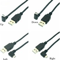 Up Down Left Right Angled 90 Degree USB Micro USB Male To USB Male Data Charge Connector Short Cable 25cm 50cm For Tablet 150cm