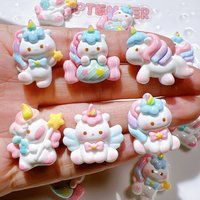 10 Pcs New Lovely Cartoon Colorful Unicorn Pony Resin Scrapbook Diy Jewellery Hairpin Accessories Decorate