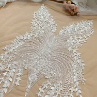 Bridal Lace Fabric with Beaded Sequins, Advanced Customization, Wedding Dress, AB Set, Front Chest, Back Flower, RS4174, New