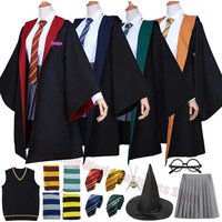 Adult Children Hogwarts Costume Magic Robe Harryy Potter Cosplay Hermione Gryffindor Cape Sweater Tie Slytherin School Uniform