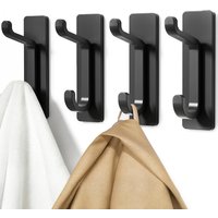4 Pack Strong Adhesive Door Hooks, Capacity Wall Hooks for Coats & Towels, Stainless Steel Stick-on Hooks No Drilling