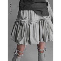 Yedinas Gothic Ball Gown Mini Skirt Women Summer 2024 Bow Korean Fashion Elastic Waist Pleated Short Skirt For Women Y2k Chic