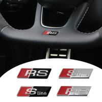 Naklejka 3D Aluminiowa Emblemat SLINE RS na Kierownicę Samochodową, Nakładka na Wentyl, Emblemat Samochodowy do Audi Sline RS5 S3 A3 B8 B6 A5 A6 Q5 RS Q6 TT C4
