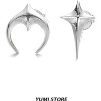 Hip Hop Star Moon Earrings For Man Woman Titanium Steel Non Fading Unisex Piercing Ear Stud Punk Goth Couple Jewelry Gift