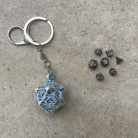 1 Set 20-sided Hollow Metal Dice Keychain TRPG Exquisite Hollow Metal Dice Keyring Mini DND Polyhedral Dice Keychain Girl Boy