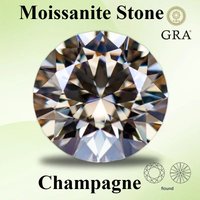Moissanite Diamond Primary Color Champagne Round Cut Lab Grown Gemstone for DIY Charms Women Jewelry Making with Certificate