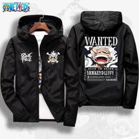 AliExpress Bandai One Piece 2026 Luffy Wanted Poster Anime Print Autumn Jacket, Unisex Windproof Sportswear, Fashionable Outdoor Cycling Clothing