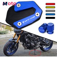 For Yamaha MT09 MT 09 MT-09 SP FZ09 Tracer 900GT 2015-2023 Motorcycle Kickstand Foot Side Stand Enlarger Pad & Tire Valve Cap