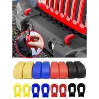 For Jeep Wrangler JL Gladiator JT 2018-2024+ Front Bumper Tow Hook Rubber Cover & Hood Lock Catch Latches Decoration Cover Trim