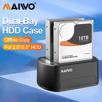 MAIWO Dual-bay Hard Drive Docking Station for 2.5/3.5 Inch HDD SSD SATA to USB 3.0 HDD Docking Station with 12V3A Power Adapter