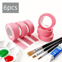 Pink Painter's Tape, Colored Painter's Tape Art and Craft Supplies for Marking or Coding - Art Supplies Tape, Width: 20mm, 6pcs