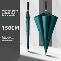 Golf double-layer automatic umbrella, long handle, large, reinforced, thickened, sturdy, storm resistant umbrella