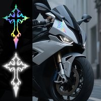 2PCS/SET Tribal Cross Vinyl Sticker Set, Waterproof Decals for Bike, Holographic & Silver