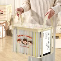 Home Cartoon Cute Storage Box Dustproof Transparent Support Bar Book Snack Wardrobe Storage Can Be Handheld Storage Box Foldable