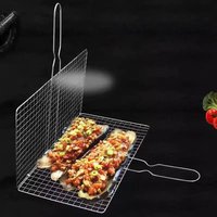Durable Stainless Steel Fish Grilling Rack Square Double-sided Meat Grilling Rack Thickened High Temperature Resistant BBQ Grill