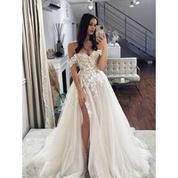 LORIE Lace Wedding Dresses 2022 Off The Shoulder Sweetheart Neck Bridal Gowns Side Split Appliques CountryWeddingGown Customized
