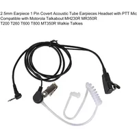 2.5mm Earpiece 1Pin Radio Air Covert Acoustic Tube Earpieces Headset with PTT Mic Compatible with Motorola T5428 TLKR T5 XTR446