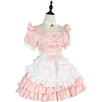 Pink Sweet Japanese Lolita Maid Dress Set,Cute Plus Size Anime Cosplay Uniform for Role Play, Party,Carnival & Stage Performance