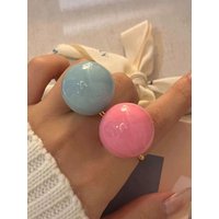 Vintage Enamel Drop Glaze Colorful Large Round Ball Chunky Open Rings for Women Exaggerated Fashion Sweet Finger Jewelry Gifts