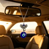1Pc Decorative Car Hanging Ornament, Devil's Eye Car Rearview Mirror Decoration, Holiday Gift, Symbolizes Safety and Protection, Is an Ideal Gift for Family and Friends.