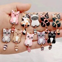 10PCs Cute Enamel Charms Pendants Gold Color Multicolor Cat Animal Charms DIY Necklace Bracelets Jewelry Making 39mm x 16cm