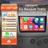AWESAFE 10-Zoll-Android-Radio für Renault Trafic 2, Nissan Primastar, Opel Vivaro 2006-2010, kabelloses CarPlay & Android Auto, GPS-Navigation, Multimedia, Unterstützung für Lenkradsteuerung,