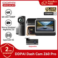 Kamera samochodowa DDPAI 4K Z60 Pro HDR z przednią i tylną kamerą, SONY STARVIS 2 IMX678, 4G LTE, WiFi, GPS, ADAS, superkondensator, sterowanie głosowe, rejestrator jazdy samochodem (DVR)