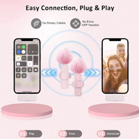 Pink &White K60 Wireless Lavalier Microphone Smartphone,Clip On Lapel Mic Plug-Play Microphone For Video Audio Recording