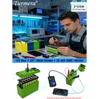 AliExpress Turmera DIY 12V 18650 Battery Box Kit 3S 40A BMS 3x7 Holder with Voltage Display Dual USB 5V Power Bank for Solar E-bike Energy