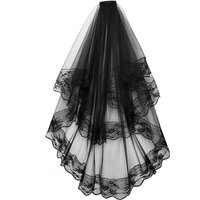 Women Halloween Bridal Wedding Veil with Lace Edge Marriage 2 Tier Tulle Bridal Veils
